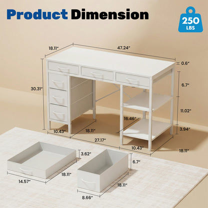 Reversible 47 Inch Office Desk Storage Shelves