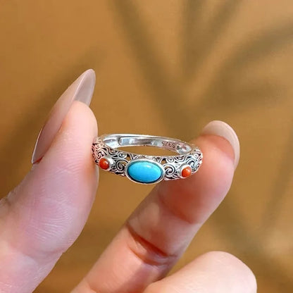 Vintage Sterling Silver Turquoise Band Ring