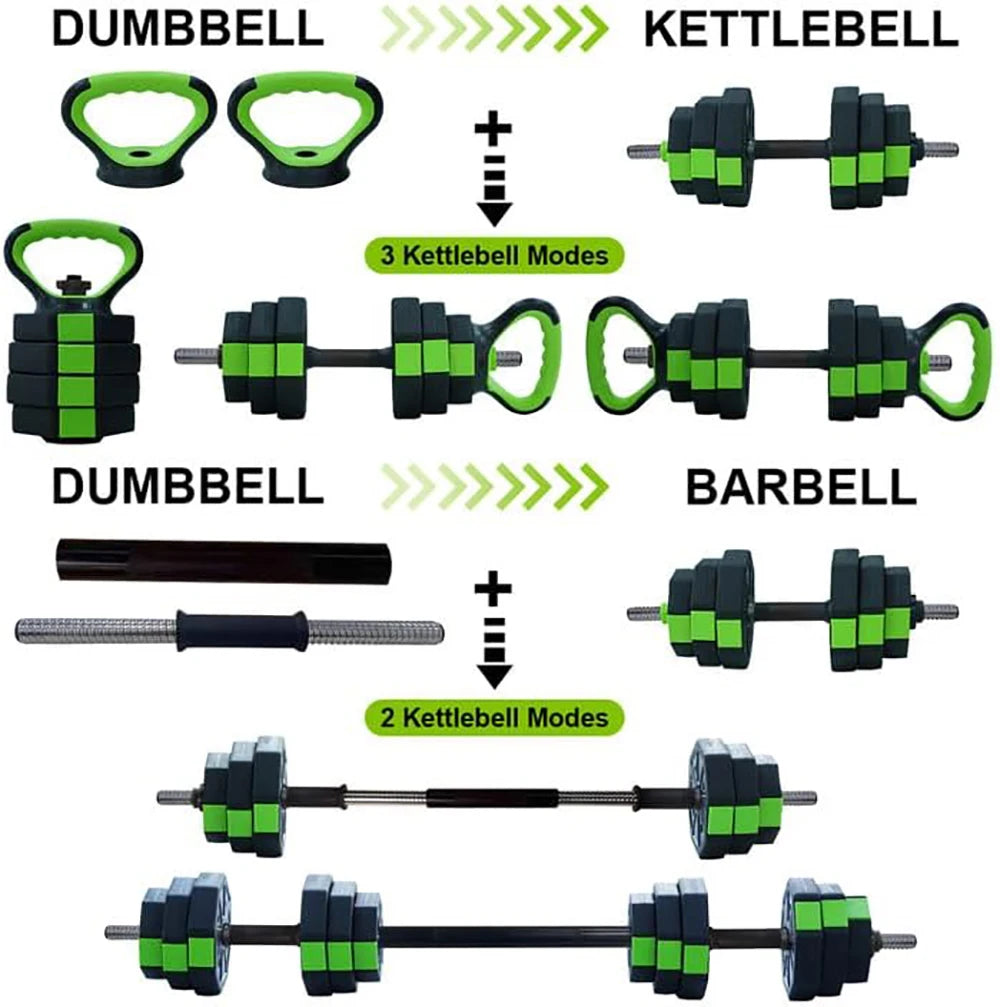 4-in-1 Adjustable Dumbbell Kettlebell Barbell Set