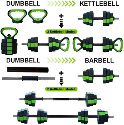 4-in-1 Adjustable Dumbbell Kettlebell Barbell Set