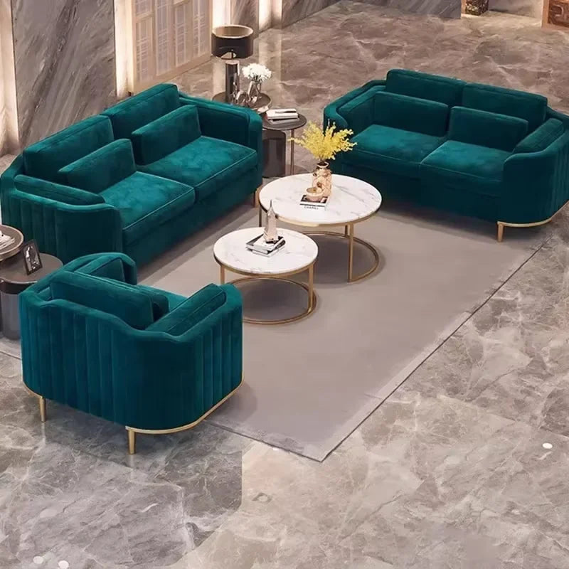 Luxury Emerald Green Velvet Sofa Set – Designer Floor Armchair & Sectional Lounge