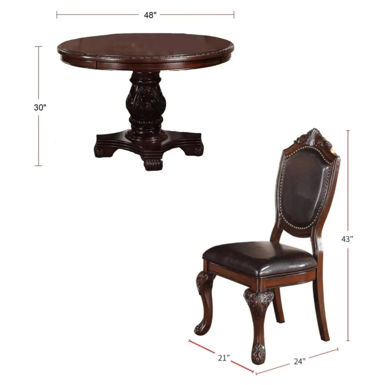 Classic 5-Piece Round Wooden Dining Table Set with 4 Side Chairs