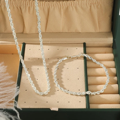 2pcs Silver Plated Necklace Bracelet Set