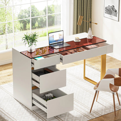 47" Modern White Gold Computer Desk