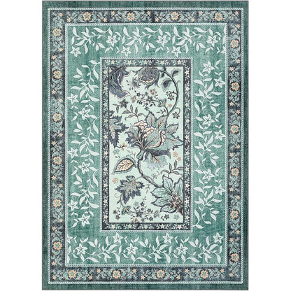 Vintage Floral Washable Area Rug & Hallway Runner