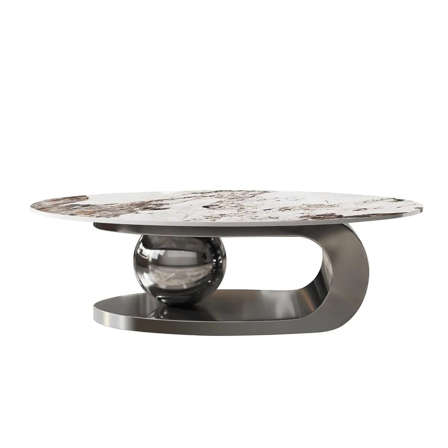 Luxury Oval Faux Marble Coffee Table
