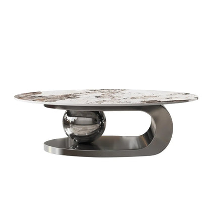 Luxury Oval Faux Marble Coffee Table