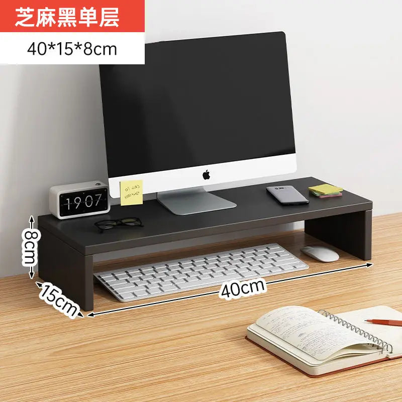 Ergonomic Wood Monitor Riser & Desk Organizer