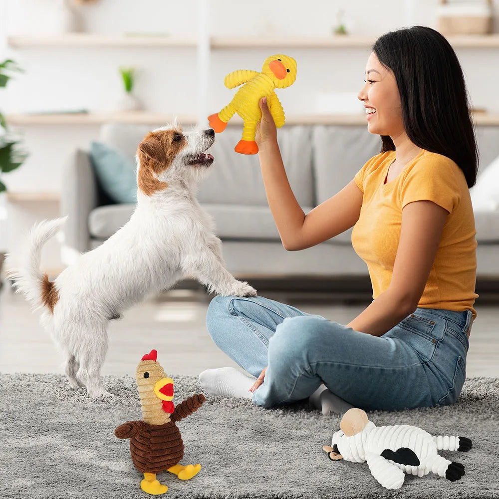 5-Pack Plush Animal Squeaky Dog Toys