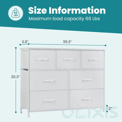 7-Drawer Fabric Dresser Organizer TV Stand