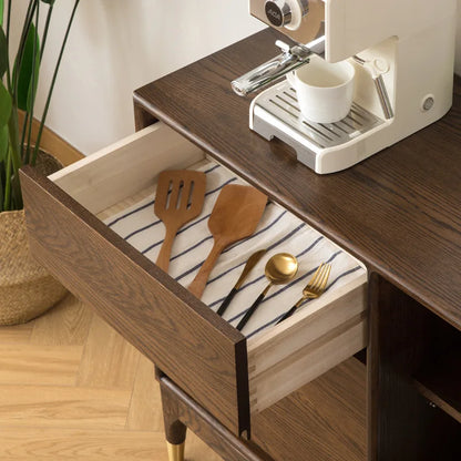 Modern Minimalist Walnut Wall Mounted Sideboard Cabinet