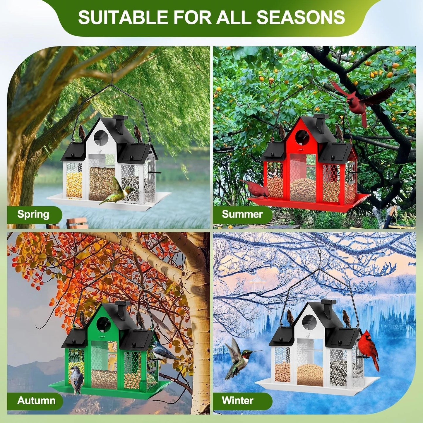 Large Outdoor Bird Feeder with Metal Mesh