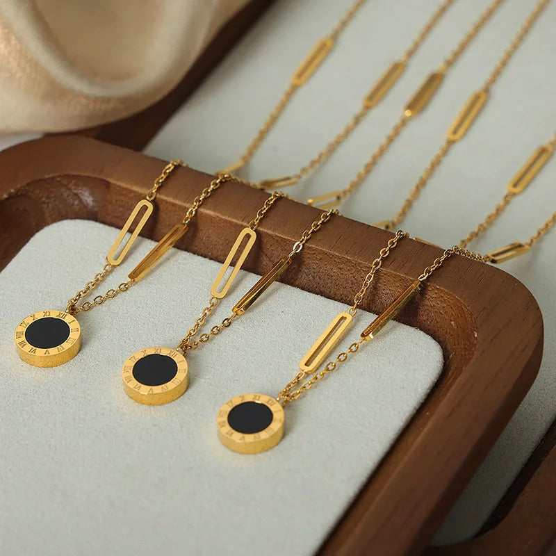 Roman Numeral Stainless Steel Jewelry Set