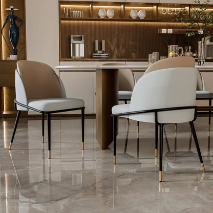 Luxurious Microfiber Silicone Leather Upholstered Dining Chairs