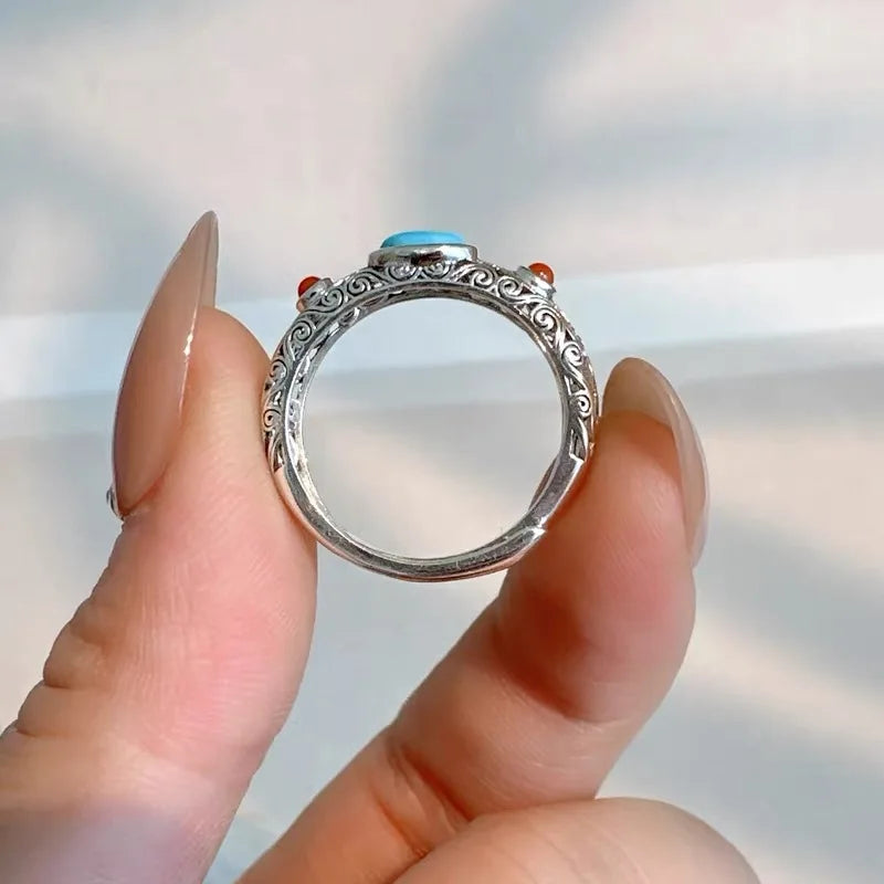 Vintage Sterling Silver Turquoise Band Ring