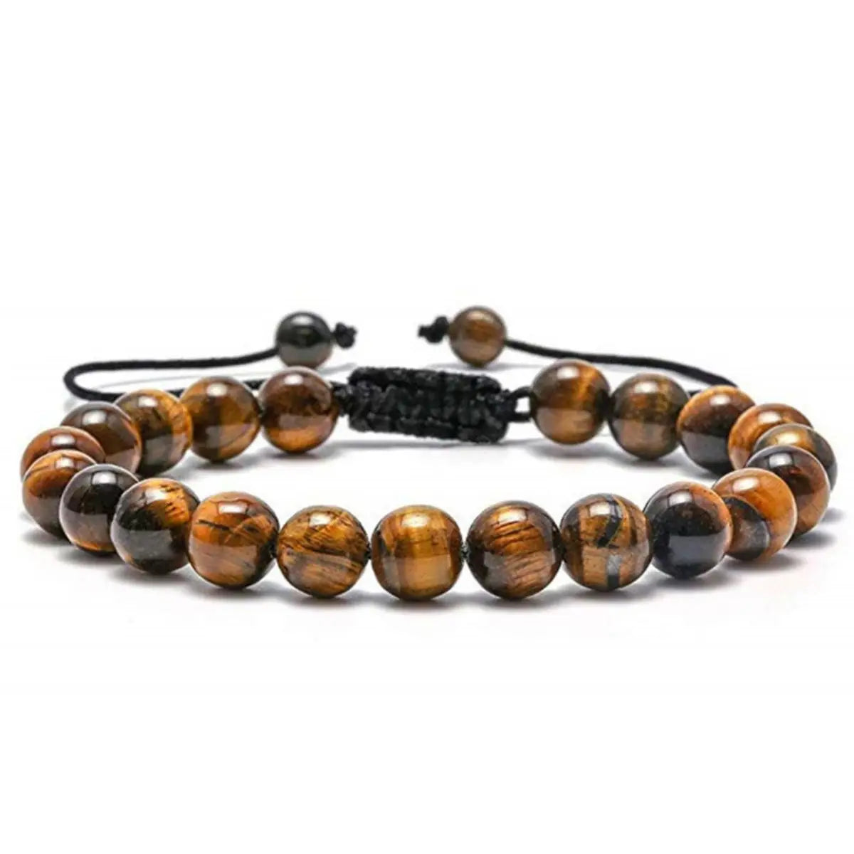 8mm Natural Tiger Eye Lava Bracelet Handmade