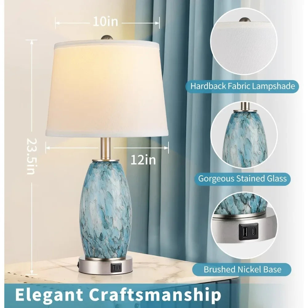 Customizable 3-Way Glass Table Lamps Set
