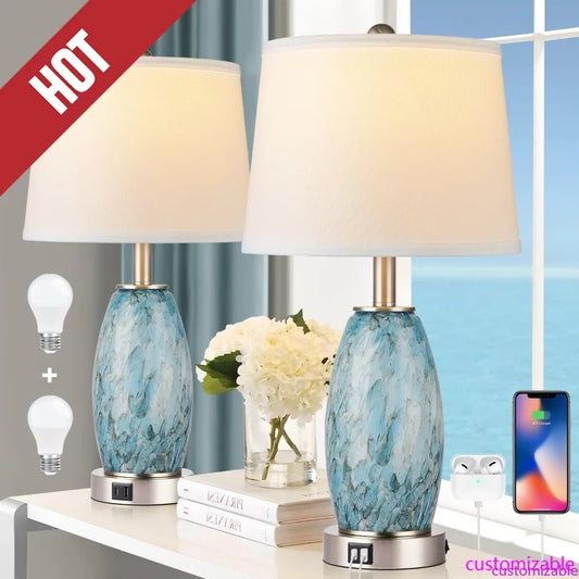 Customizable 3-Way Glass Table Lamps Set