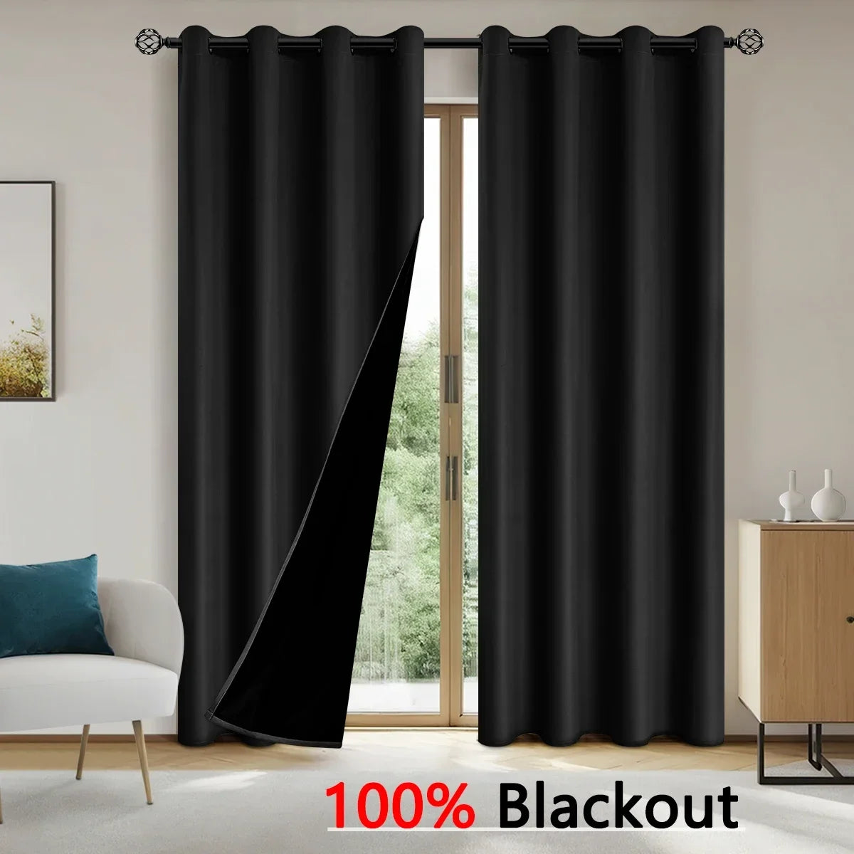 Modern 100% Blackout Solid Window Curtains