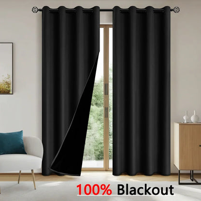 Modern 100% Blackout Solid Window Curtains