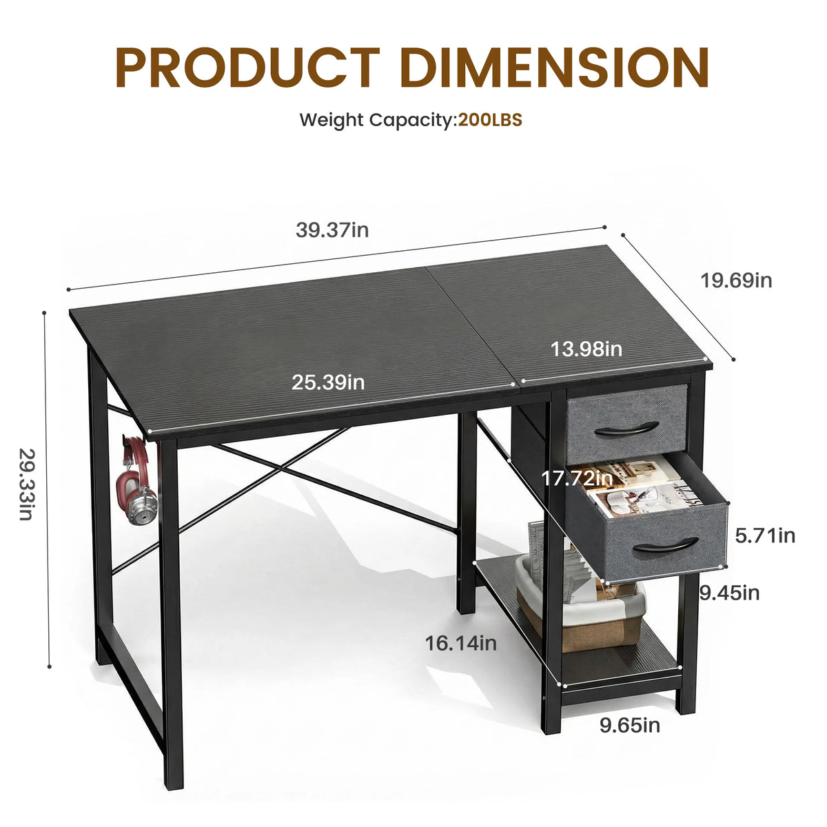 MCQ 40 Inch Small Space Computer Desk