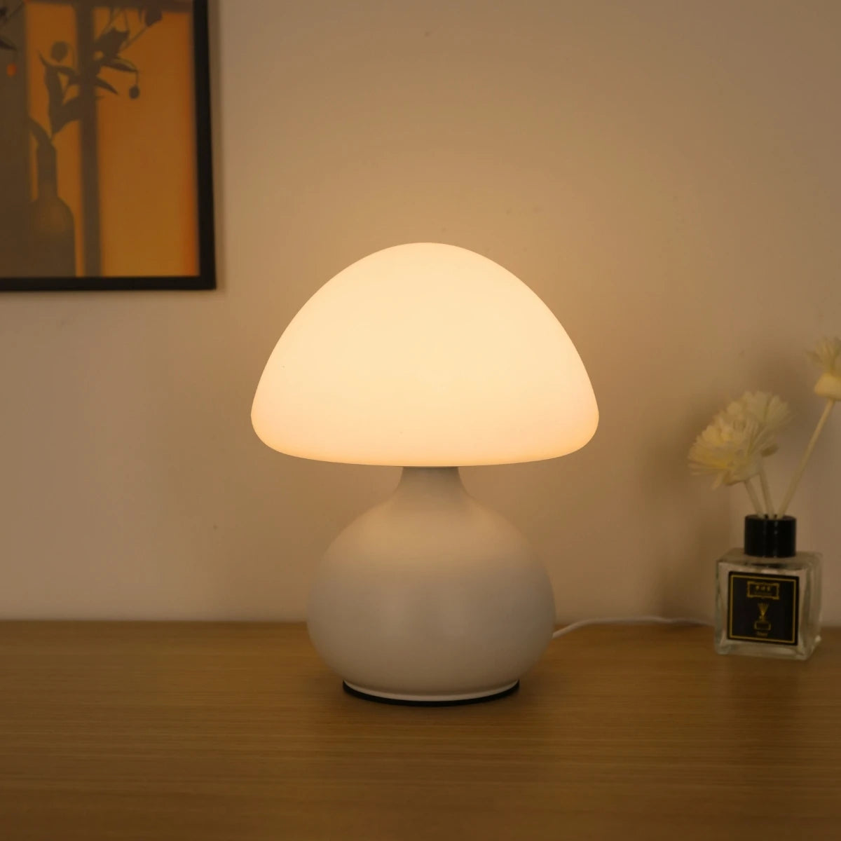 Powered Mushroom LED Lamp – Portable Bedside Accent Light for Bedroom & Office