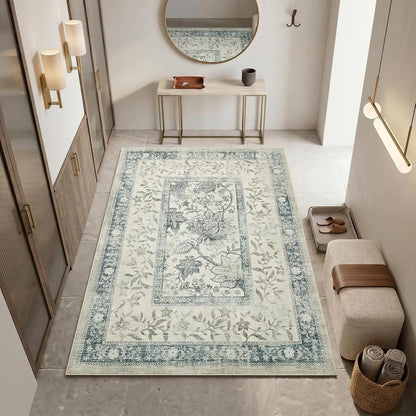 Vintage Floral Washable Area Rug & Hallway Runner