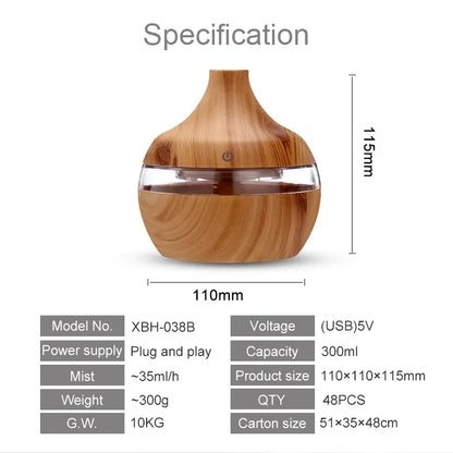 Ultrasonic Wood Grain Aroma Air Diffuser