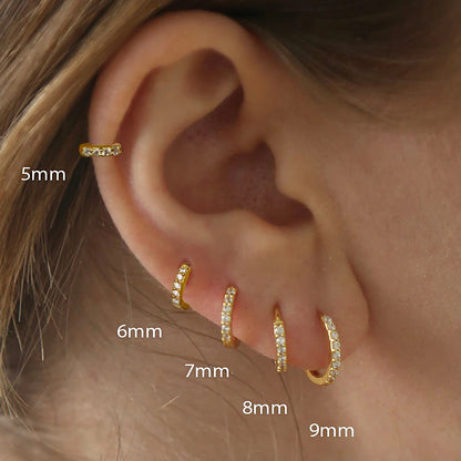 Stainless Steel Crystal Zirconia Huggie Earrings