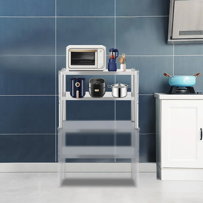 Adjustable 2-Tier Stainless Steel Kitchen Shelf