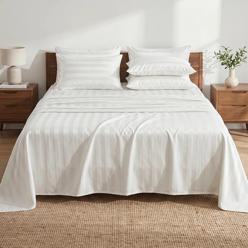 Elegant Striped Satin Sheet and Pillowcase Set