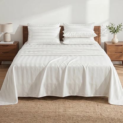 Elegant Striped Satin Sheet and Pillowcase Set