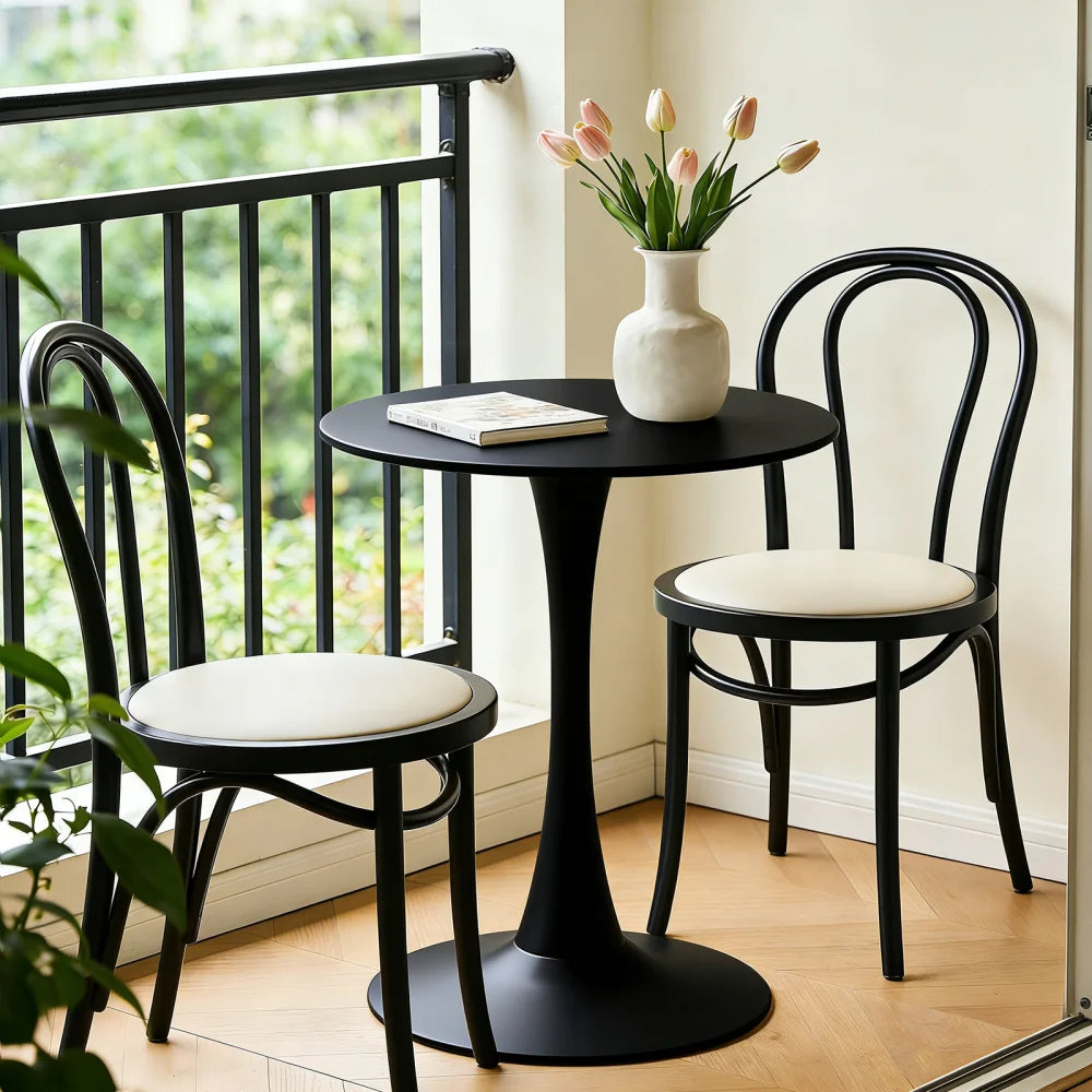 24 Inch Black Round Mid Century Modern Table