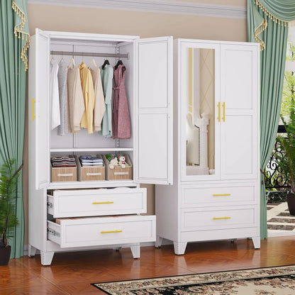 71 Inch Steel Armoire Wardrobe Closet Cabinet