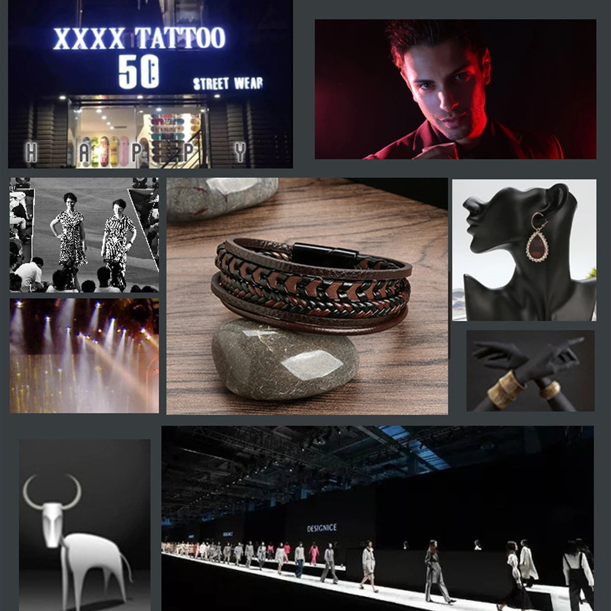 Men’s Vintage Leather Braided Magnetic Bracelet