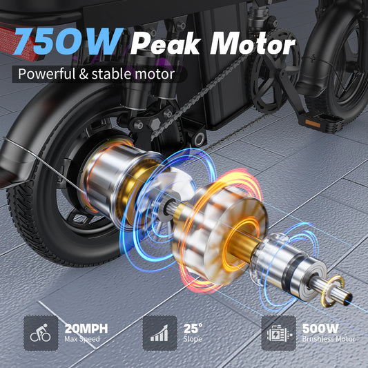 750W Folding Electric Bike Adult Commuter