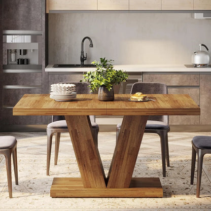 LITTLE TREE 47 Inch Farmhouse Pedestal Dining Table