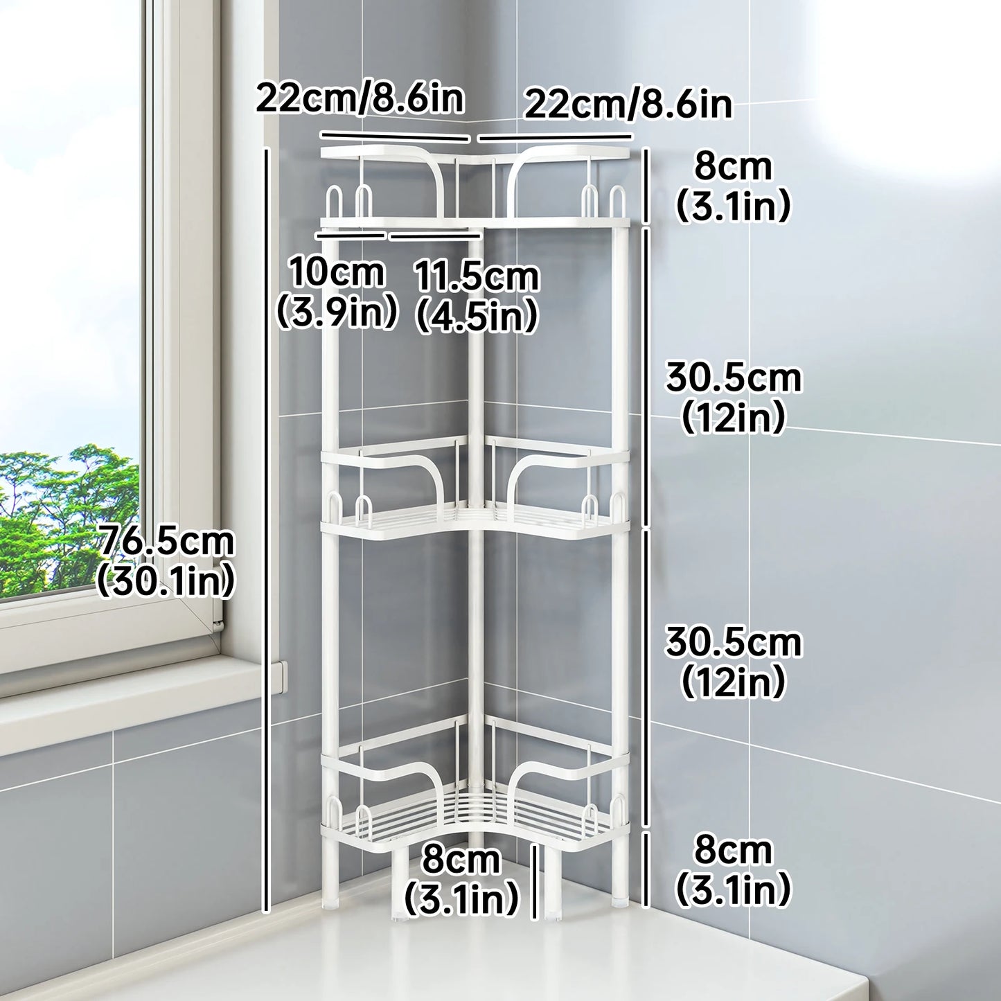 Freestanding Multi-Tier Bathroom Corner Storage Shelf