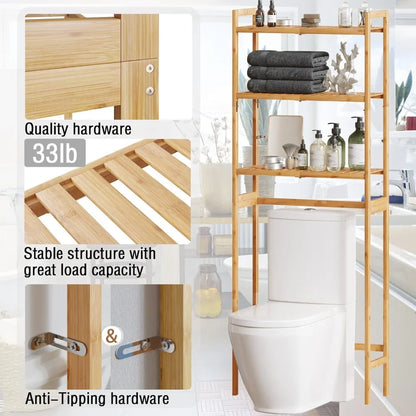 Over Toilet Storage 3-Tier Bamboo Organizer