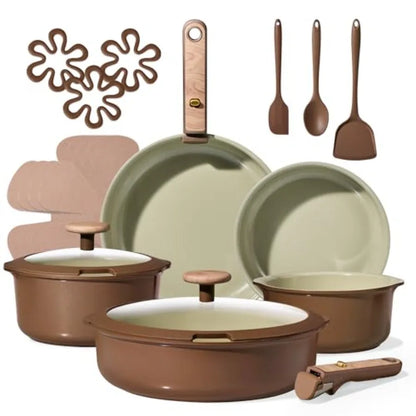 Ceramic Nonstick Cookware Set with Detachable Handle