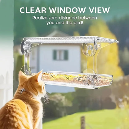 Large Window Bird Feeder with Seed Tray