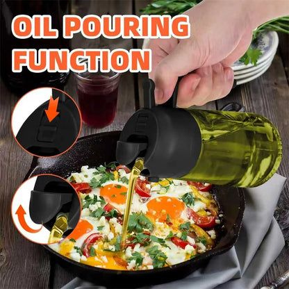 2-in-1 Glass Olive Oil Dispenser & Sprayer
