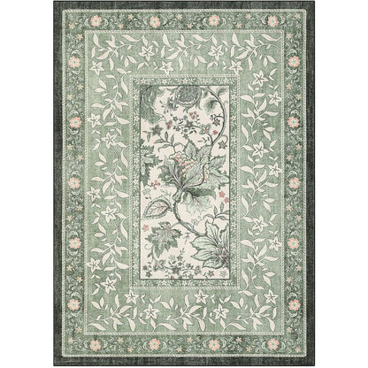 Vintage Floral Washable Area Rug & Hallway Runner