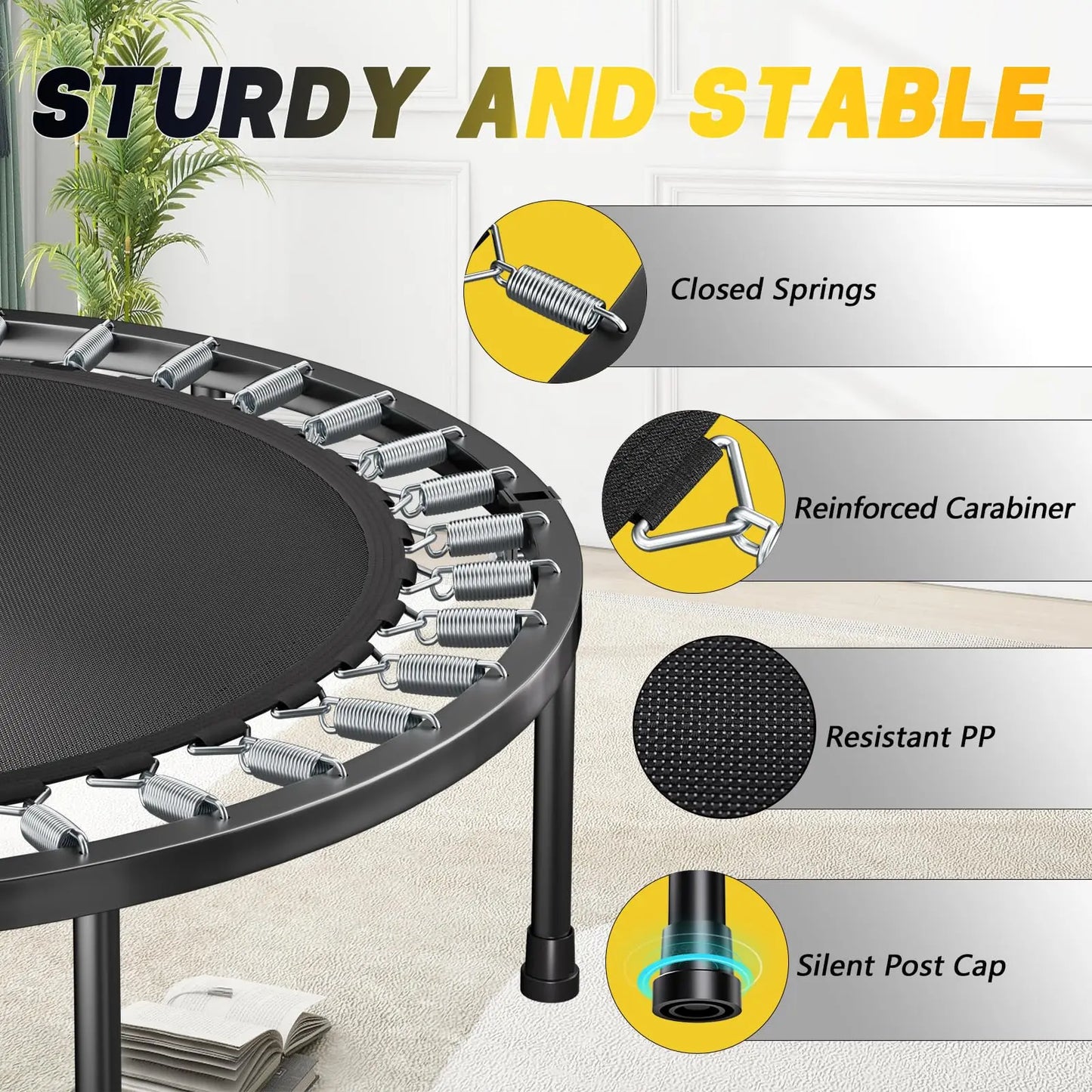 40" Foldable Mini Fitness Trampoline Rebounder