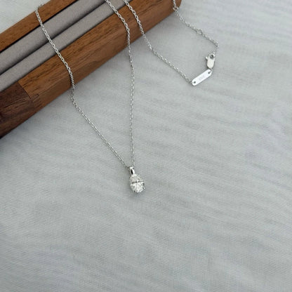 Oval Moissanite Sterling Silver Pendant Necklace