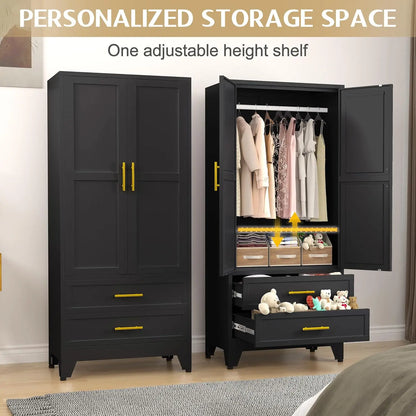 71 Inch Steel Armoire Wardrobe Closet Cabinet