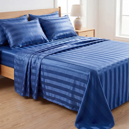 Elegant Striped Satin Sheet and Pillowcase Set