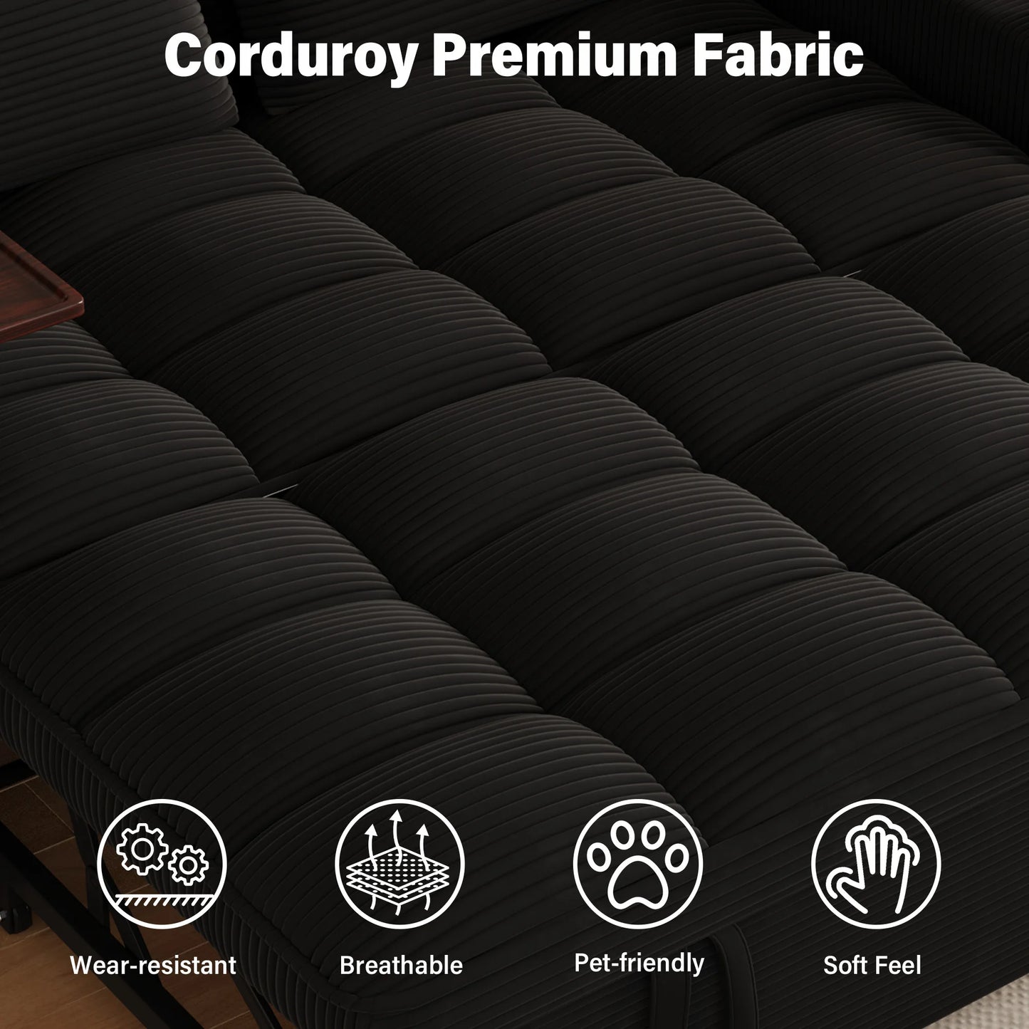 Convertible Sofa Bed Swivel Side Table
