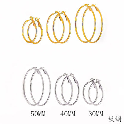 6-Pair Stainless Steel Hoop Earrings Set
