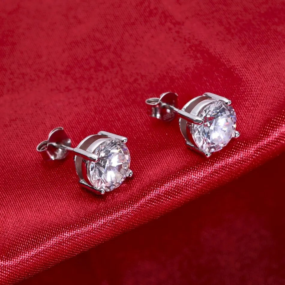 D Color Moissanite Sterling Silver Earrings